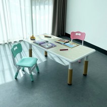 이엘퍼니처 (1200*600) 프리모 레미 높이조절 아이책상의자세트 (책상1 의자2) / 2인용, 네츄럴, 민트, 핑크