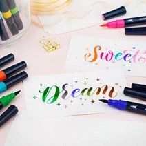 컬러 트윈 브러쉬 1세트 6칼라 수성펜 캘리그라피 택1 캘라그라피 브러쉬펜 예쁜글씨 붓글씨, 허브쿠팡 FLOWER세트, 허브쿠팡 본상품선택