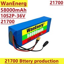 전동킥보드보조배터리 36v 리튬 이온 배터리 21700 배터리 팩 10s2p 전기 자전거 및 전기 스쿠터용 42v 36v 58000mah 내장 bms, 1pcs 배터리