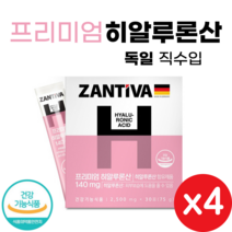 독일 직수입 프리미엄 히알루론산 30포 가루 분말 식약처 인증 피부 속건조 보습 영양제 피쉬콜라겐 Hyaluronic Acid, 4개