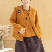 [디얼마미] 세로줄 누빔 꽃조끼 미시옷 빅사이즈 엄마옷 생활한복 중년 여성 마담