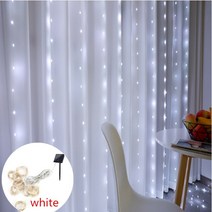 가렌드 트리 가랜드 3M 태양 커튼 조명 방수 300 LED 야외 화환 요정 문자열 정원 파빌리온 크리스마스 장, 02 Solar-White_02 3Mx2M