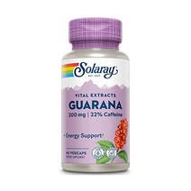 Solaray Guarana 씨앗 물 300mg | 44 mg of 카페인 Healthy Energy Focus Memory & Metabolism 지원 60 Veg캡