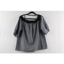 (VINTAGECOCO)빈티지코코 어깨트임 깅엄체크 블라우스(FREE)