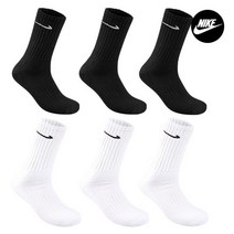 나이키 장목양말 쿠션크루 남자 여자 스포츠 긴양말 3팩세트 화이트/블랙 2종 택일, 01)화이트_SX4508-101 S_220-240