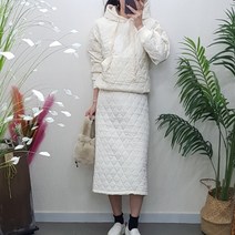 제이후 캐주얼 치마 투피스 가을 겨울 퀼팅 누빔 맨투맨 후드 스커트 세트