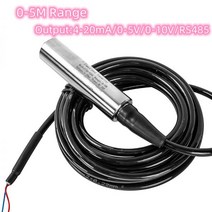 스마트 수위 센서 물 탱크 액체 깊이 레벨 미터 센서 0-5M 범위 4-20Ma 0-5V 0-10V Rs485 출력, 1m range 5m cable