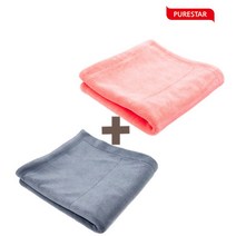 퓨어스타 세차용 버핑타월 왁스타월 2개 (그레이+네온피치), 그레이+네온피치