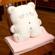 네이처타임즈 쿠키곰 인형 베개 담요쿠션 바디필로우, 화이트 밀크 쿠키(+극세사 담요)