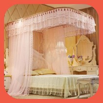 대형모기장 특대형모기장사각 레일형 침대모기장 180X200CM 연핑크