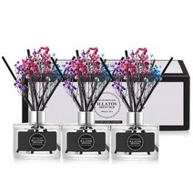 일라토스 플라워 디퓨저 200ml 3P + 섬유스틱 15P + 생화 3P 세트, 레몬 파라다이스 향