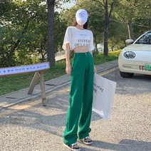 DFMEI 컬러 와이드 팬츠 여 봄 여름 면 하이웨이스트 와이드 슬림핏 일자 청바지