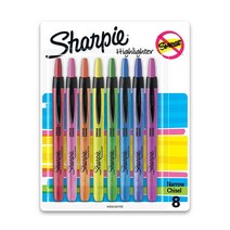SHARPIE 접이식 하이라이터 끌 팁 형광 옐로우 12개 245992, 8 Count Assorted