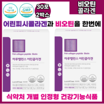 하루밸런스 저분자 어린피시콜라겐과 비오틴을 한번에 어린피쉬콜라겐 펩타이드 자몽맛 스틱 30포 2박스