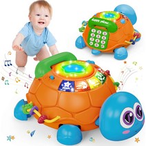 Baby Infant Crawling Musical Turtle Toys with Light Play Phone Newborn Baby Toy 0-3 3-6 6-12 12-18, 01 Blue
