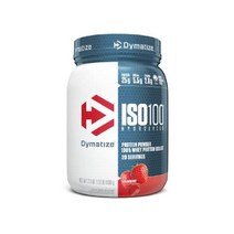 Dymatize ISO100 하이드롤라이즈드 단백질 파우더 100 분리 유청 25g BCAA 5.5g 글루텐 프리 빠른 흡수 쉬운 소화 과일 페블 20회 제공량, 딸기, 20인분 (1팩)