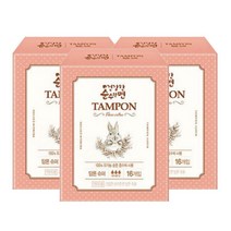 생리대 깨끗한나라 순면 탐폰 슈퍼 16P X 3팩 100% 유기농 소재 사용