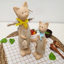 라라공방 인테리어 소품장식 신사 리본 키다리 고양이 가족 2p 세트, 1개