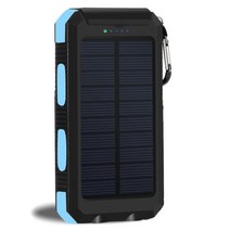 태양 광 발전 은행 실제 20000 mAh 듀얼 USB 외부 방수 폴리머 배터리 충전기 야외 조명 램프 Powerbank Ferisi, 파란색