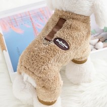 애견옷 강아지옷개를 위한 겨울 점프 슈트 4 다리 따뜻한 애완견 옷 작은 치와와 퍼그 플란넬 부드러, 03 Brown_03 L 3-4KG