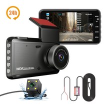 룸미러블랙박스 4 인치 대시 캠 자동차 DVR 24H HD 1080P 카메라 듀얼 렌즈 비디오 레코더 블랙 박스 사이클 대시캠 미러 운전, [02] With Rear camera, [02] With 16G TF card
