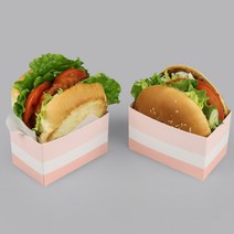 토스트 샌드위치 햄버거 도넛홀더 종이트레이 핑크투톤 1000개, 단품