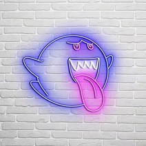 아크릴 명판 간판 사인 네온 킹 부 고스트 페이스 LED 라이트 마리오 램프 게임 룸 장식 생일 12 월, 03 35x35cm(14inch), 02 color as picture