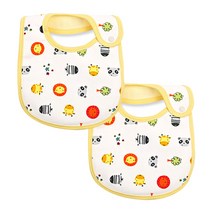 맘스케어 유아용 순면 스냅 방수 3겹 턱받이, G001BBBS002, 2개입