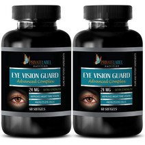 PRIVATE LABEL Nutrition Eye Vision Guard 어드밴스드 컴플렉스 24mg 루테인 지아잔틴 빌베리 60소프트젤 2병 120소프트젤, 2개