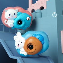 유니커블 귀여운 생선 고양이 당근 토끼 동물 캐릭터 카메라 자동 버블건 뮤직 조명 버블 머신 비눗방울 놀이 장난감, 블루고양이 WPS058