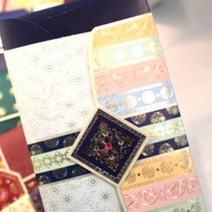 욜케이유 감사 축하 카드 설날 스승의날 돈 봉투 금박 큐빅 부모님 편지 선물, 적색-둥근장식