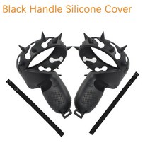 가시 핸드 스트랩 보호 커버 oculus 퀘스트 2 vr 안경 컨트롤러 그립 보호 슬리브 vr 헬멧 커버 너클 스트랩, 블랙 그립 커버