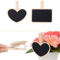가격표 안내판 블랙 보드 집게 팻말 미니 칠판 클립 화분 이름, 하트, 1개