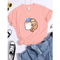 우정티셔츠 반팔 웃긴 티 나무 늘보 지주 커피 여성 tshirt 거리 힙합