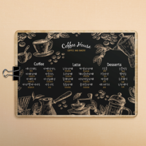 [메뉴판05] 카페메뉴판 클립보드메뉴판 일러스트메뉴판 커피일러스트 coffe 인테리어, 15.주문제작사이즈(상담후)