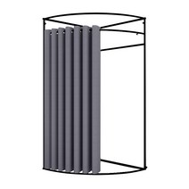 셀프 조립식 간이 탈의실 스탠드형 옷가게 피팅룸, 디럭스 에디션 블랙 코너 풀 세트 블랙아웃 천