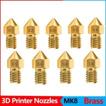 Anet A8 Makerbot MK8 Creality CR-10 S4 S5 Ender 3 3Pro 5 청소 도구 키트 용 압출기 황동 노즐 프린트 헤드, 3.0-1.0mm, 5Pcs