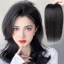 붙이는 똑딱이 가발 핀 옆머리 앞 부분가발 30cm, 다크브라운