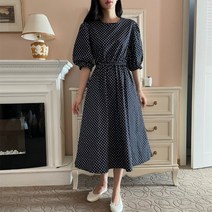 퍼니걸스 1906 퍼프 도트 롱 원피스 여성의류