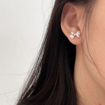 은귀걸이 925 실버 순은 진주 원터치 리본 귀걸이 대행사 말발굽 졸업 기념일 아내 선물 귀걸이 우정 신혼부부 기념일 화이트데이 링귀걸이