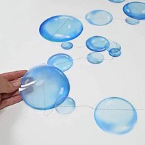 생일장식 여아 바다 파티 행잉 장식품 인어 테마 생일 장식 투명 버블 화환 2M 2 개, [02] blue bubble