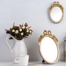 장식 거울액자 탁상용 리본 원형거울 작은거울 현관입구 어린이집거울 거울전문 악세서리샵 메이컵거울, 5x7(액자)