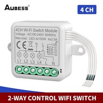 Tuya Wifi 미니 스마트 모니터 스위치 10A 지원 2 방향 제어 타이머 무선 홈 Alexa Google Yandex, 04 4 Gang