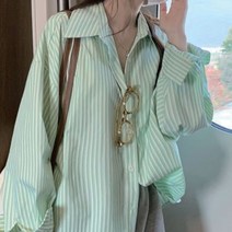 디아더컬러 오버핏 스트라이프 셔츠 원피스핏