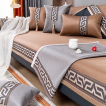 중국식 고급 냉장고 소파 매트 여름 돗자리 여름 가벼운 럭셔리 심플 고급 뉴 중국식 미끄럼 방지 가죽 커버78131, 청몽-커피, 70*70cm