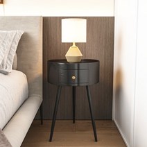 높은 서랍 협탁 선반 침대옆 인테리어 수납 테이블, 네이비 블루 호두 나무 껍질 베니어