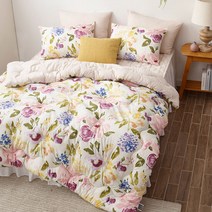 [에어룸] 삶은이불 블루밍 항균 플란넬 차렵이불 침구풀세트(Q)