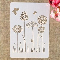 스텐실도안 4pcs a4 29cm 민들레 꽃 라인 diy 레이어링 그림 스크랩북 색칠 엠보싱 앨범 장식 템플릿, b
