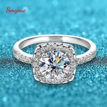 모이사나이트 반지 1캐럿 인공 smyoue 9mm 3ct d 컬러 gra 여성용 약혼 무색 론드 컷 스파클링 신부