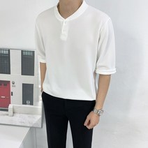 애드매이브 빅사이즈 구김적은 스판 헨리넥 7부 티셔츠(3color)